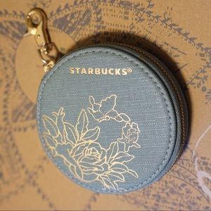 Starbucks Coin Purse Bag Charm Gold Zipper Pouch